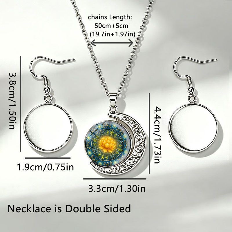 3pcs Bohemian Mandala Necklace & Earrings Jewelry Set